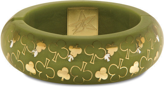 Green Shamrock - Resin Bangle Bracelet